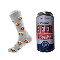 Шкарпетки-пиво принт чоловічі яскраві подарункові банки пива Оригінальне паковання розмір 37-44