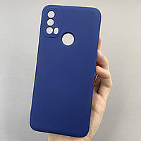 Чехол для Motorola E20 силикон кейс с микрофиброй на телефон моторола мото е20 темно-синий o3c