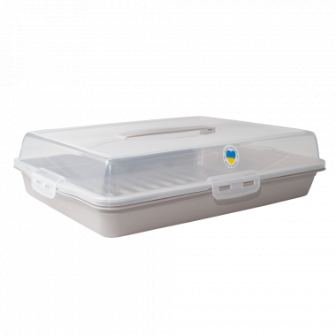 Тортівниця прямокутна 44*30*10см какао/прозора Алеана