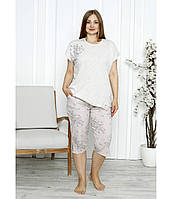 Жіноча піжама, домашній костюм з капрі - гілочки (великих розмірів) - 3XL