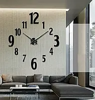 Большие настенные 3D часы Черные ,Часы DIY Clock 120см самоклеящиеся ZH002