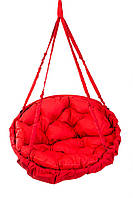 Круглое подвесное кресло-качели диаметр 96 см до 200 кг цвет красный, круглая качеля гнездо для дома, дачи,