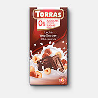 Молочний шоколад з фундуком Torras 75г без цукру та глютену