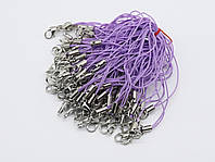Фиолетовый Шнурок сувенирный с застежкой Текстильный с карабином 62 мм. Прочный Ремешок 100 шт/уп Фурнитура