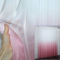 Тюль розтяжка "Омбре" із шифону. Колір рожевий з білим. Код 748т