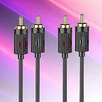 Аудио кабель 2RCA to 2RCA 1.5m тюльпан-тюльпан переходник AUX раздвоитель Hoco UPA29