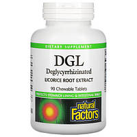 Natural Factors DGL, Deglycyrrhizinated Licorice Root Extract, 90 tabs