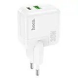 Адаптер мережний HOCO Lucky dual-port charger C111A | 1USB/1Type-C 30W/3A PD/QC| зарядний блок швидка зарядка, фото 2