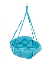 Круглое подвесное кресло-качели диаметр 96 см до 200 кг цвет голубой, круглая качеля гнездо для дома, дачи,