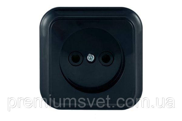 Розетка зовнішня без заземлення чорна Bylectrica PA16-255, фото 1