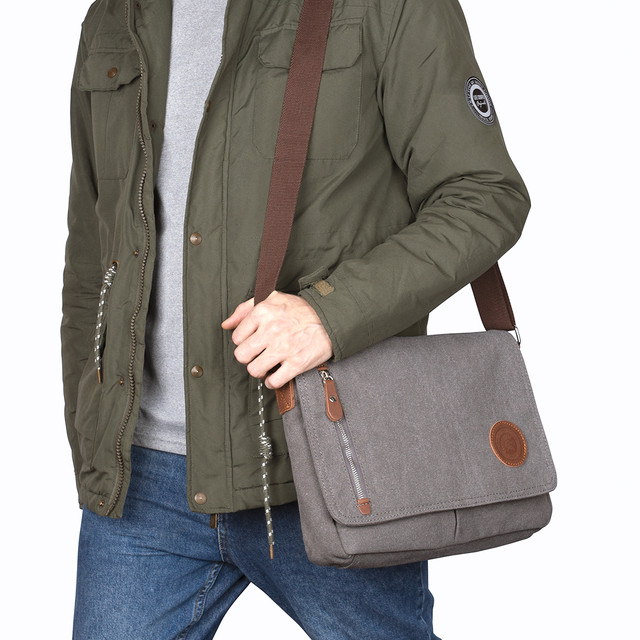 Фото сумка чоловіча Augur горизонтальна через плече сірого кольору арт.00007