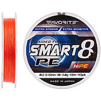 Шнур Favorite Smart PE 8x 150м (red orange) #0.6/0.132mm 9lb/5.4kg 1693.10.80