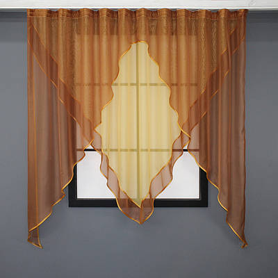 Кухонна фіранка (2,8х1,7м.). Колір коричневий з бурштиновим. Код 029к 50-541