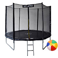 Батут дитячий з сіткою та драбинкою 312 см Atleto чорний + подарунок м'ячик (42400472)