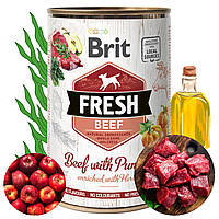 Вологий корм для собак Brit Fresh з яловичиною та гарбузом 6 банок x 400 г