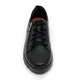 Чоловічі шкіряні кросівки чорного кольору на шнурівці та з блискавкою MIDA 112356(16) розмір 40, фото 3
