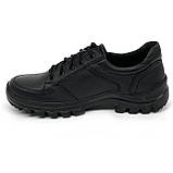 Чоловічі шкіряні кросівки чорного кольору на шнурівці та з блискавкою MIDA 112356(16) розмір 40, фото 2