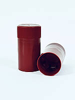 Пробка пластиковая (30х60мм) для винной бутылки 0,75 л c венчиком (бордовая)