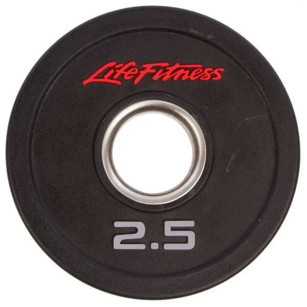 Диски (диски) для штанги, грифа, гантелей поліуретанові LIFE FITNESS GC-80154-2.5, 51 мм 2.5 кг, колір чорний