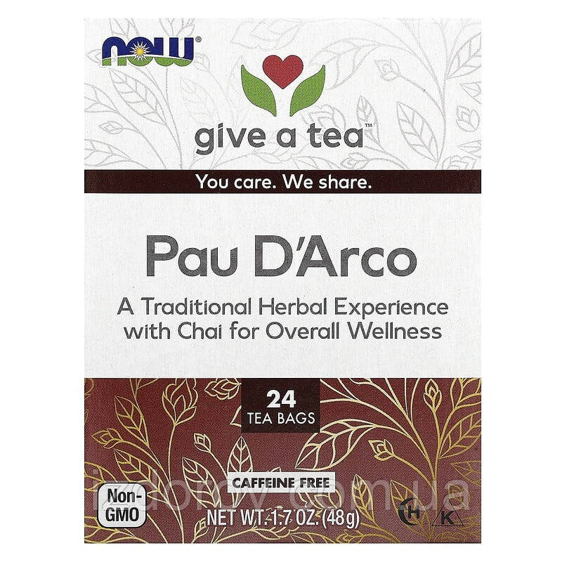 Чай з кори мурашиного дерева Пау Д'Арко Pau D'Arco без кофеїну 24 пакетика 48 г