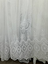 Тюль бамбук з вишивкою по низу №12117 на відріз