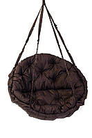 Круглое подвесное кресло-качели диаметр 96 см до 200 кг цвет коричневый, круглая качеля гнездо для дома, дачи,