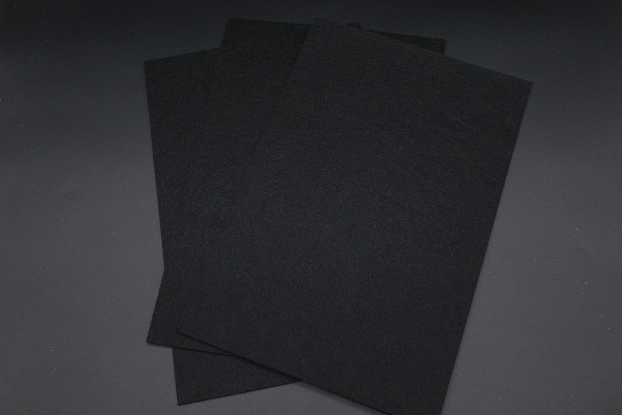 Чорний декоративний матеріал для рукоділля 2 мм.  Фетр листовий для виробів Різні кольори