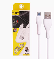 Кабель для передачи данных Micro USB S-102 Klgo 1 м White