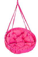 Круглое подвесное кресло-качели диаметр 96 см до 150 кг цвет розовый, круглая качеля гнездо для дома, дачи,
