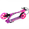 Самокат двоколісний Best Scooter Flash колеса PU 200 мм передній амортизатор ручне гальмо рожевий, фото 3