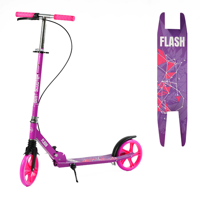 Самокат двоколісний Best Scooter Flash колеса PU 200 мм передній амортизатор ручне гальмо рожевий