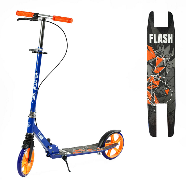 Самокат двоколісний Best Scooter Flash колеса PU 200 мм передній амортизатор ручне гальмо синій