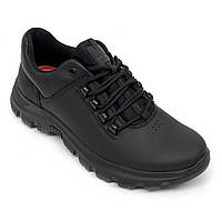 Чоловічі шкіряні кросівки чорного кольору на шнурівці MIDA 112355(3) розмір 40