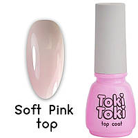 Топ для ногтей без липкого слоя Toki-Toki Soft pink top, 5 мл, розовый топ