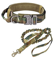Нашийник з поводком Harness для собак, з металевою пряжкою-фастекс, М(38-47 см) Камуфляж. Вітринний зразок