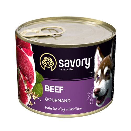 Вологий корм для дорослих собак всіх порід Savory (Сейворі) Dog Gourmand з яловичиною 200 г, фото 1