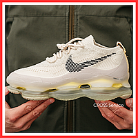 Кроссовки мужские и женские Nike Air Max Scorpion Flyknit White Beige / Найк Скорпион белые бежевые