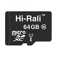 Карта пам'яті HI-RALI MicroSDHC 64GB UHS-1 10 Class універсальний носій інформації внутрішня пам'ять