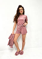 Домашній комплект трійка. Піжами велюр. Одяг для сну., фото 2