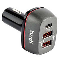 Зарядне автомобільне Budi CC626TB Car Charger (2хUSB/Type-C 12W 2.4А/PD18W) для швидкої зарядки пристроїв в