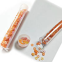 Блискітки декоративні (глітер сухий) неонові 5г / зірочки / помаранчеві / № 507