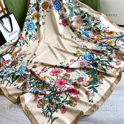Хустка Gucci шовкова з ручною підшивкою, фото 5