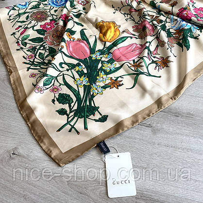 Хустка Gucci шовкова з ручною підшивкою, фото 6