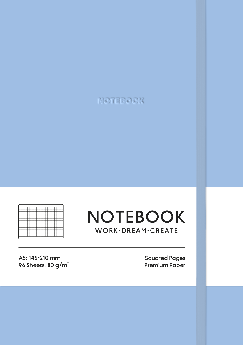 Блокнот А5 96арк. кліт. еко шкіра обкл.,ніжно блакитний №A5-7113K/Школярик/(12)