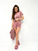 Жіночий комплект трійка. Піжама велюр з халатом. Одяг для дому і сну. Розмір XL/2XL., фото 8