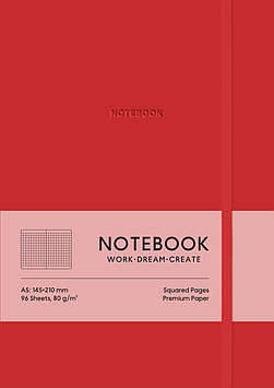 Блокнот А5 96арк. кліт. еко шкіра обкл.,червоний №A5-7117K/Школярик/(12)