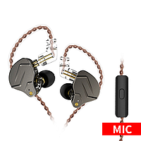 Проводные наушники KZ ZSN Pro с микрофоном gray мощная громкая гарнитура