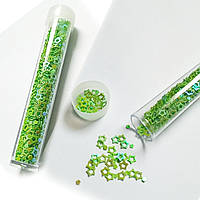 Блискітки декоративні (глітер сухий) неонові 5г / зірочки / салатові / № 507