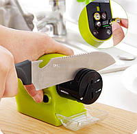 Універсальна електрична точилка для ножів і ножиць Sharpener від батарейок зеленого кольору