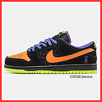 Кросівки зимові чоловічі і жіночі Nike SB Dunk Low Black Orange Purple /кеди Найк СБ Данк чорні оранжеві